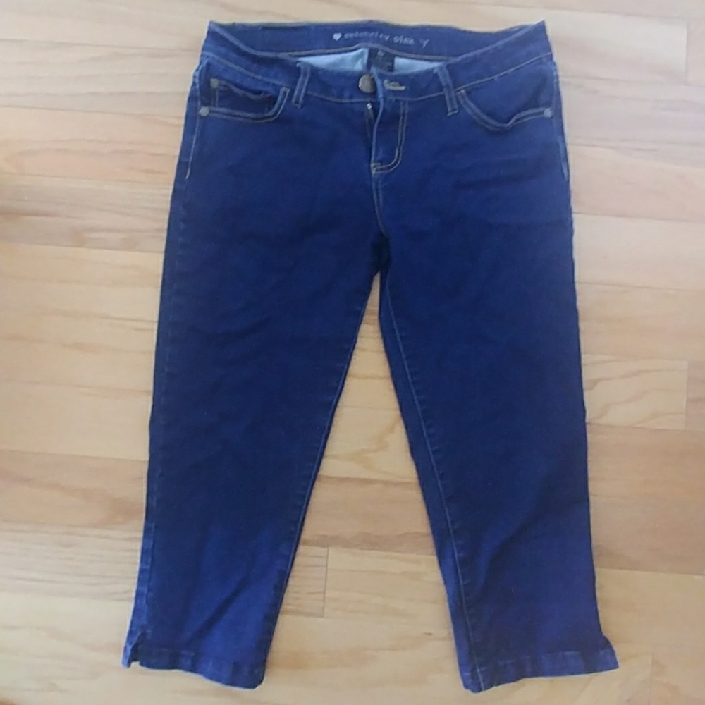 Dark blue jean capris